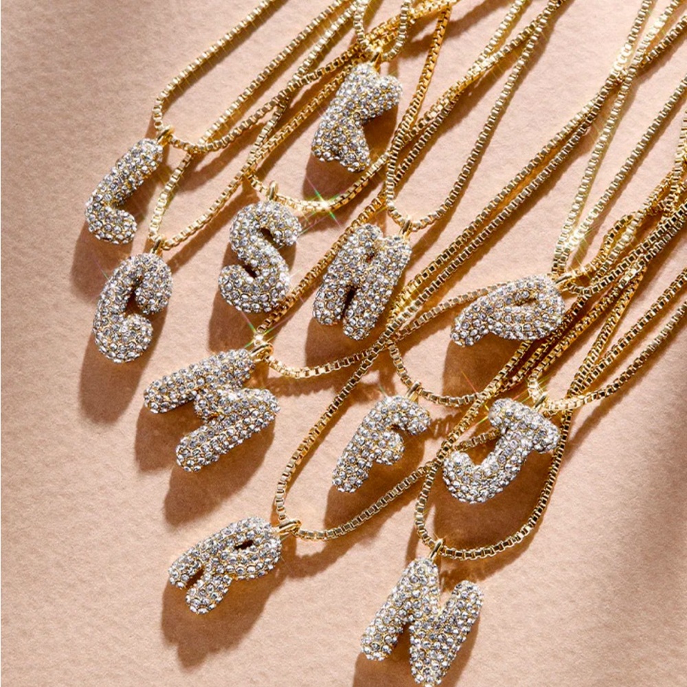 BaubleBar Pave Mini Initial Pendant Necklaces